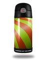 Skin Decal Wrap for Thermos Funtainer 12oz Bottle Two Tone Waves Neon Green Orange (BOTTLE NOT INCLUDED)