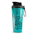 Skin Wrap Decal for IceShaker 2nd Gen 26oz Folder Doodles Neon Teal (SHAKER NOT INCLUDED)