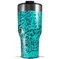 Skin Wrap Decal for 2017 RTIC Tumblers 40oz Folder Doodles Neon Teal (TUMBLER NOT INCLUDED)