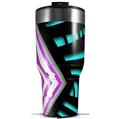 Skin Wrap Decal for 2017 RTIC Tumblers 40oz Black Waves Neon Teal Hot Pink (TUMBLER NOT INCLUDED)