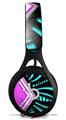 WraptorSkinz Skin Decal Wrap compatible with Beats EP Headphones Black Waves Neon Teal Hot Pink Skin Only HEADPHONES NOT INCLUDED