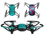 Skin Decal Wrap 2 Pack for DJI Ryze Tello Drone Folder Doodles Neon Teal DRONE NOT INCLUDED