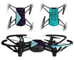 Skin Decal Wrap 2 Pack for DJI Ryze Tello Drone Black Waves Neon Teal Purple DRONE NOT INCLUDED