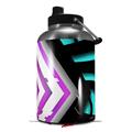 Skin Decal Wrap for 2017 RTIC One Gallon Jug Black Waves Neon Teal Hot Pink (Jug NOT INCLUDED) by WraptorSkinz