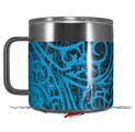 Skin Decal Wrap for Yeti Coffee Mug 14oz Folder Doodles Blue Medium - 14 oz CUP NOT INCLUDED by WraptorSkinz