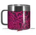 Skin Decal Wrap for Yeti Coffee Mug 14oz Folder Doodles Fuchsia - 14 oz CUP NOT INCLUDED by WraptorSkinz