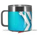 Skin Decal Wrap for Yeti Coffee Mug 14oz Black Waves Neon Teal Purple - 14 oz CUP NOT INCLUDED by WraptorSkinz