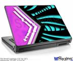 Laptop Skin (Small) - Black Waves Neon Teal Hot Pink