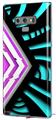 Decal style Skin Wrap compatible with Samsung Galaxy Note 9 Black Waves Neon Teal Hot Pink