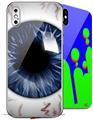 2 Decal style Skin Wraps set for Apple iPhone X and XS Eyeball Blue Dark