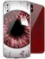 2 Decal style Skin Wraps set for Apple iPhone X and XS Eyeball Red