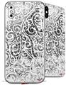 2 Decal style Skin Wraps set for Apple iPhone X and XS Folder Doodles White