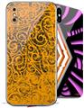 2 Decal style Skin Wraps set for Apple iPhone X and XS Folder Doodles Orange