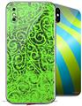 2 Decal style Skin Wraps set for Apple iPhone X and XS Folder Doodles Neon Green