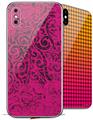 2 Decal style Skin Wraps set for Apple iPhone X and XS Folder Doodles Fuchsia