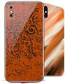 2 Decal style Skin Wraps set for Apple iPhone X and XS Folder Doodles Burnt Orange