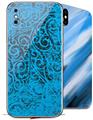 2 Decal style Skin Wraps set for Apple iPhone X and XS Folder Doodles Blue Medium