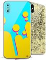 2 Decal style Skin Wraps set for Apple iPhone X and XS Drip Yellow Teal Pink