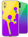 2 Decal style Skin Wraps set for Apple iPhone X and XS Drip Purple Yellow Teal