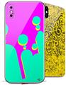 2 Decal style Skin Wraps set for Apple iPhone X and XS Drip Teal Pink Yellow