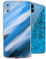 2 Decal style Skin Wraps set for Apple iPhone X and XS Paint Blend Blue