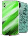 2 Decal style Skin Wraps set for Apple iPhone X and XS Paint Blend Green