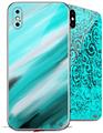 2 Decal style Skin Wraps set for Apple iPhone X and XS Paint Blend Teal