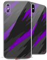 2 Decal style Skin Wraps set for Apple iPhone X and XS Jagged Camo Purple