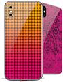 2 Decal style Skin Wraps set for Apple iPhone X and XS Faded Dots Hot Pink Orange