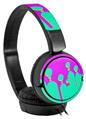 Decal style Skin Wrap for Sony MDR ZX110 Headphones Drip Teal Pink Yellow (HEADPHONES NOT INCLUDED)