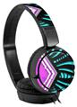 Decal style Skin Wrap for Sony MDR ZX110 Headphones Black Waves Neon Teal Hot Pink (HEADPHONES NOT INCLUDED)
