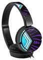 Decal style Skin Wrap for Sony MDR ZX110 Headphones Black Waves Neon Teal Purple (HEADPHONES NOT INCLUDED)