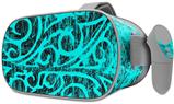 Decal style Skin Wrap compatible with Oculus Go Headset - Folder Doodles Neon Teal (OCULUS NOT INCLUDED)