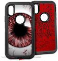 2x Decal style Skin Wrap Set compatible with Otterbox Defender iPhone X and Xs Case - Eyeball Red (CASE NOT INCLUDED)