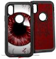 2x Decal style Skin Wrap Set compatible with Otterbox Defender iPhone X and Xs Case - Eyeball Red Dark (CASE NOT INCLUDED)