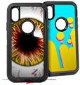 2x Decal style Skin Wrap Set compatible with Otterbox Defender iPhone X and Xs Case - Eyeball Yellow Red (CASE NOT INCLUDED)