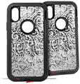 2x Decal style Skin Wrap Set compatible with Otterbox Defender iPhone X and Xs Case - Folder Doodles White (CASE NOT INCLUDED)