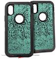 2x Decal style Skin Wrap Set compatible with Otterbox Defender iPhone X and Xs Case - Folder Doodles Seafoam Green (CASE NOT INCLUDED)