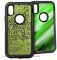 2x Decal style Skin Wrap Set compatible with Otterbox Defender iPhone X and Xs Case - Folder Doodles Sage Green (CASE NOT INCLUDED)