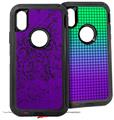 2x Decal style Skin Wrap Set compatible with Otterbox Defender iPhone X and Xs Case - Folder Doodles Purple (CASE NOT INCLUDED)