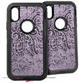 2x Decal style Skin Wrap Set compatible with Otterbox Defender iPhone X and Xs Case - Folder Doodles Lavender (CASE NOT INCLUDED)