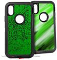 2x Decal style Skin Wrap Set compatible with Otterbox Defender iPhone X and Xs Case - Folder Doodles Green (CASE NOT INCLUDED)