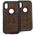 2x Decal style Skin Wrap Set compatible with Otterbox Defender iPhone X and Xs Case - Folder Doodles Chocolate Brown (CASE NOT INCLUDED)
