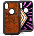 2x Decal style Skin Wrap Set compatible with Otterbox Defender iPhone X and Xs Case - Folder Doodles Burnt Orange (CASE NOT INCLUDED)