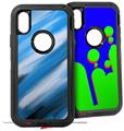 2x Decal style Skin Wrap Set compatible with Otterbox Defender iPhone X and Xs Case - Paint Blend Blue (CASE NOT INCLUDED)