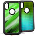 2x Decal style Skin Wrap Set compatible with Otterbox Defender iPhone X and Xs Case - Paint Blend Green (CASE NOT INCLUDED)