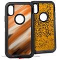 2x Decal style Skin Wrap Set compatible with Otterbox Defender iPhone X and Xs Case - Paint Blend Orange (CASE NOT INCLUDED)