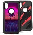 2x Decal style Skin Wrap Set compatible with Otterbox Defender iPhone X and Xs Case - Synth Beach (CASE NOT INCLUDED)
