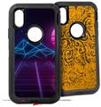 2x Decal style Skin Wrap Set compatible with Otterbox Defender iPhone X and Xs Case - Synth Mountains (CASE NOT INCLUDED)