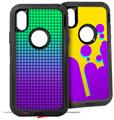 2x Decal style Skin Wrap Set compatible with Otterbox Defender iPhone X and Xs Case - Faded Dots Purple Green (CASE NOT INCLUDED)